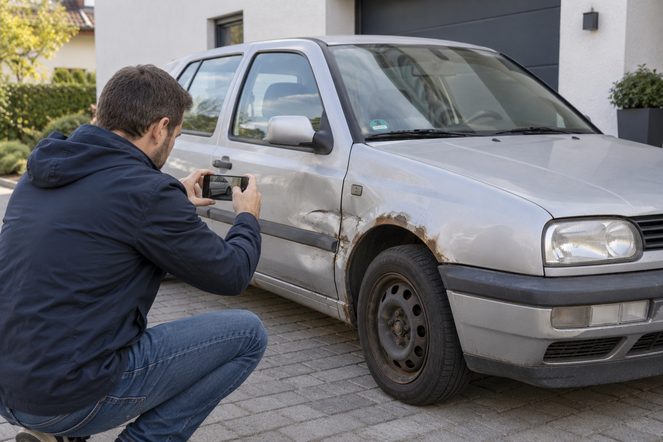 Altes Auto für Onlineverkauf fotografieren